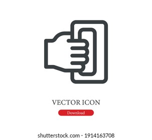 Hand held icon vector. Linear style sign for mobile concept and web design. Hand held symbol illustration. Pixel vector graphics - Vector