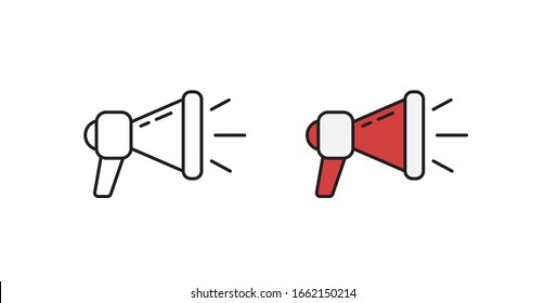 Hand held megaphone icon in the vector. A symbol in a simple flat style.