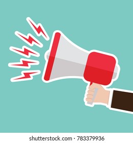 Hand held megaphone vector illustration