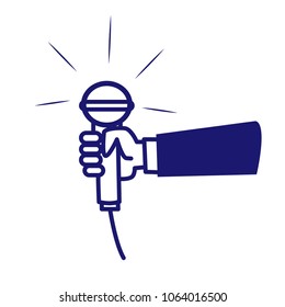 Hand held microphone illustration with microphone wire waving.	