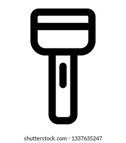 Hand held torch light line icon design 