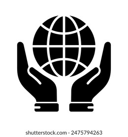 hand held world icon vector design illustration template