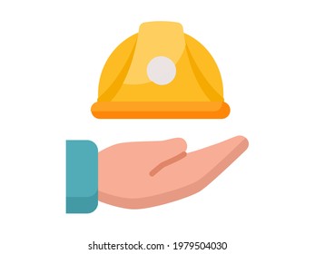 hand helmet single isolated icon with flat style