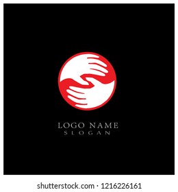 Hand Help Care & Teamwork Logo. Symbol & Icon Vector Template.