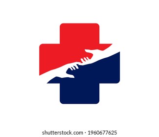 Hand Help Each Other Inside Health Cross Symbol