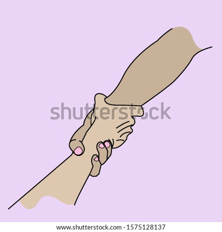 hand help sign with cartoon style.
Charitable generous