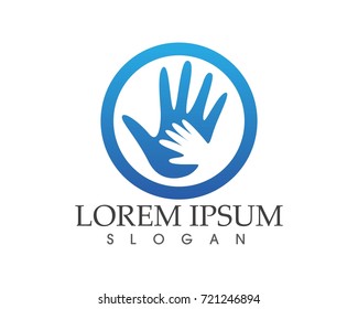 Hand help stylized logo and symbols
