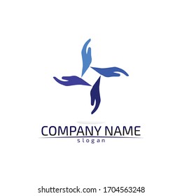 Aplicación para iconos de plantillas de símbolos y logotipos de mano y ayuda para vectores