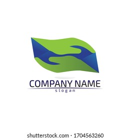 Aplicación para iconos de plantillas de símbolos y logotipos de mano y ayuda para vectores