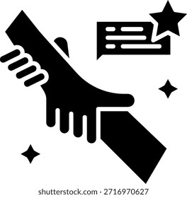 Mano ayudando a otro con calificación de estrellas