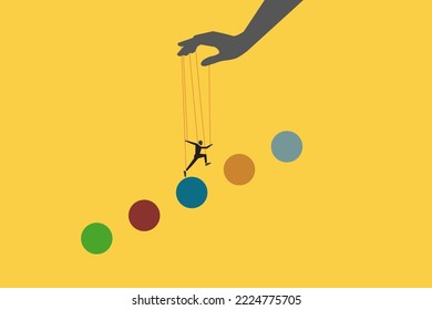 hand helping businessman jumping the balls. Concept of move forward, opportunity, ambition, motivation in business.