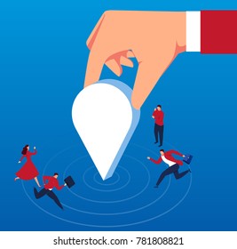 Hand helping guide the direction