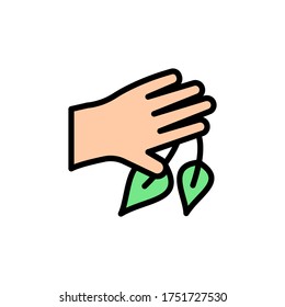 Hand herb leaf icon. Simple color with outline vector elements of alternative medicine icons for ui and ux, website or mobile application
