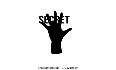 the hand hides a secret, black isolated silhouette