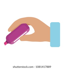 hand with highlighter pen school supply