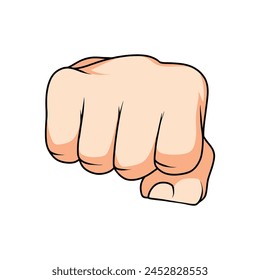 Hand hit forward illustration isolated white background