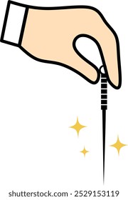 Hand hold acupuncture needle full color illustration