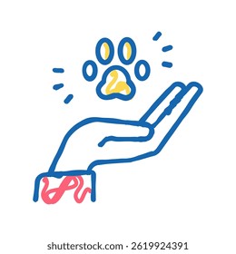 hand hold animal paw doodle icon sketch vector. hand hold animal paw sign. isolated symbol illustration