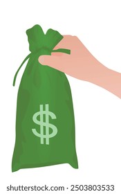 Bolso de mano con dinero. Vector