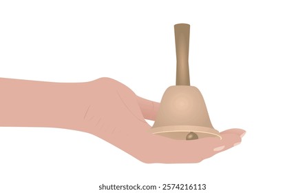 Hand hold bell. vector illustration