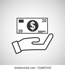 hand hold bill dollar money vector illustration eps 10