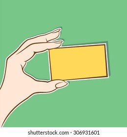 hand hold blank card design vector