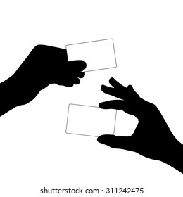 hand hold a blank card silhouette vector illustration