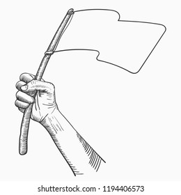 Hand Hold blank plain National Flag of Country drawing illustration