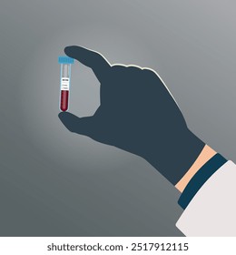 Hand hold blood testing in tubes with positive HIV labels vector illustration 