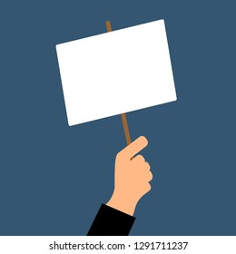 Hand hold a board for advertising or a messages. Vector graphic illustration.