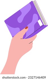 Icono de retenes a mano. Concepto de literatura, diccionarios, enciclopedias. Mano con planificadores con marcadores en estilo doodle. Compartir libro de papel, recomendación para la lectura en línea al estilo dibujado a mano.