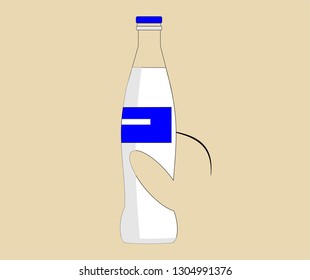 hand hold bottle illustration vector