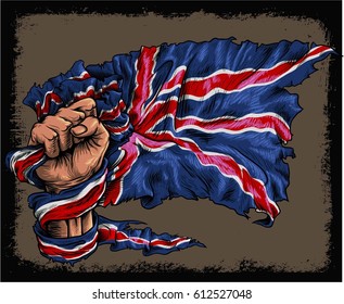 hand hold british old flag