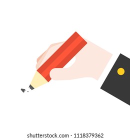 Hand hold broken pencil, flat design
