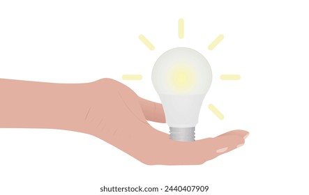 Hand hold bulb. vector illustration