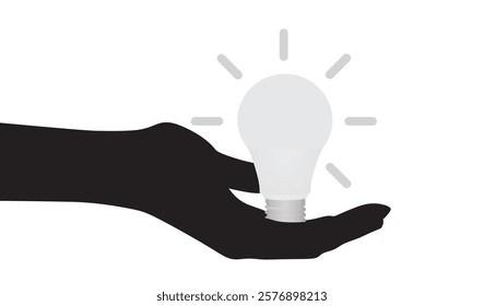 Hand hold bulb. vector illustration