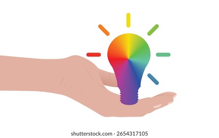 Hand hold bulb. vector illustration	