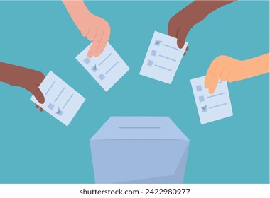 Hand hold bulletin. Votes vector. Election concept. People make choice 