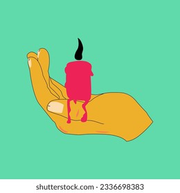 Hand hold burning candles  Trendy vector illustration  Eps 10 