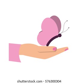 hand hold butterfly women day