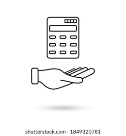 Mano de mano Mano de la calculadora vector de icono plano con diseño simple.