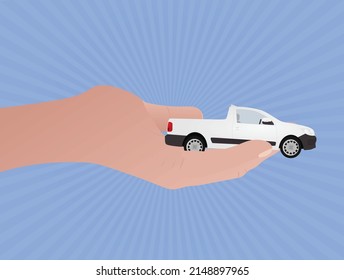 Hand hold car. vector illustration