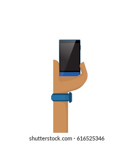 Hand Hold Cell Smart Phone Modern Gadget Flat Vector Illustration