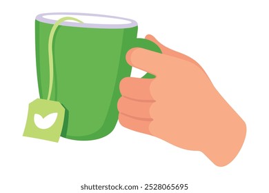 Hand halten Keramikbecher oder Tasse mit Tee-Vektorgrafik