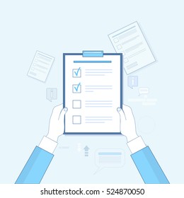 Hand Hold Check List Paper Document Vector Illustration