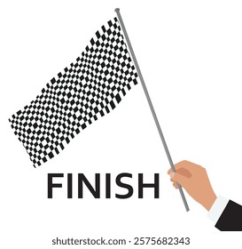Hand hold checkered flag. vector