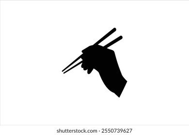 Hand hold chopstick illustration on white background. vector art.