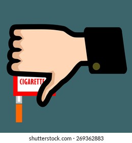 Hand hold the cigarette pack and  leave it for support no smoking concept (EPS10 art vector)