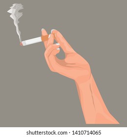 hand hold cigarette vector design