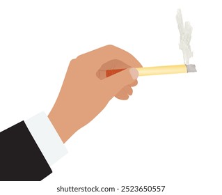 Hand hold cigarette. vector illustration